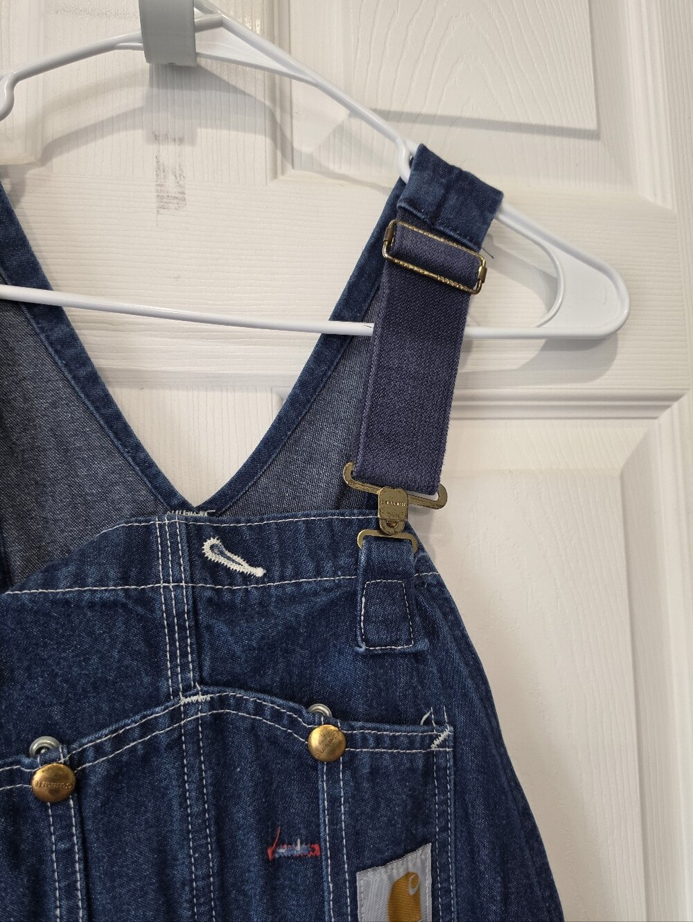 Vintage Carhartt Denim Overalls Dark Wash Men’s Size 32x32 Utility Bib - Picture 3 of 16